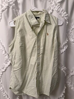 Ralph Lauren Light Green Sleeveless Button-Down Shirt